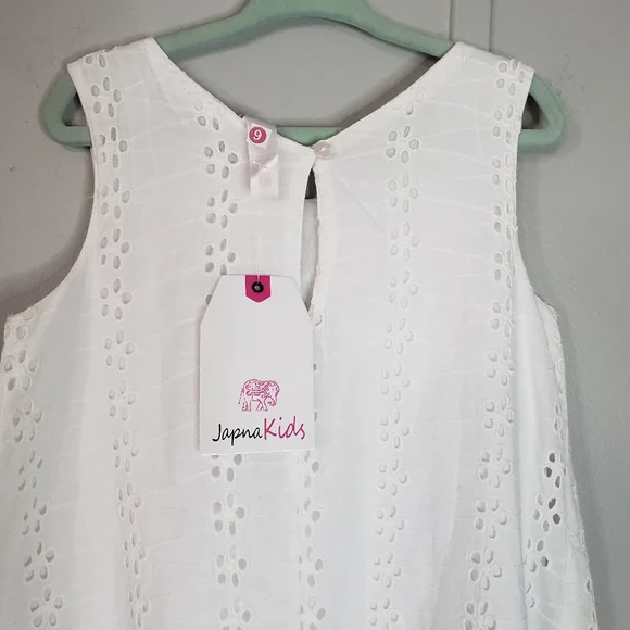 NWT Japna Kids White Eyelet Sleeveless Summer Dress - Picture 5 of 8
